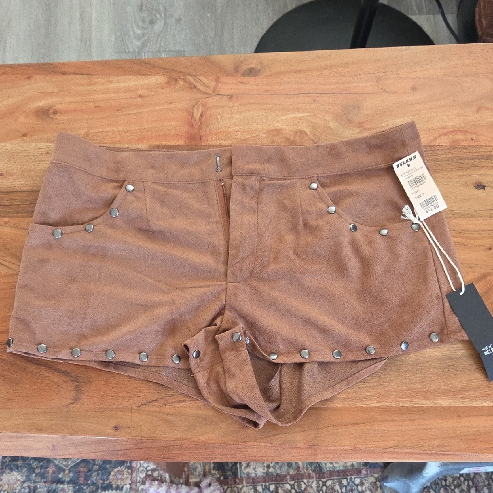 Brown Studded Women's Shorts